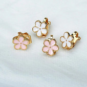 Slatke korejske emajlirane naušnice s klipsom i cvjetićima bez piercinga, ženske naušnice bez rupa, mali cvjetni nakit