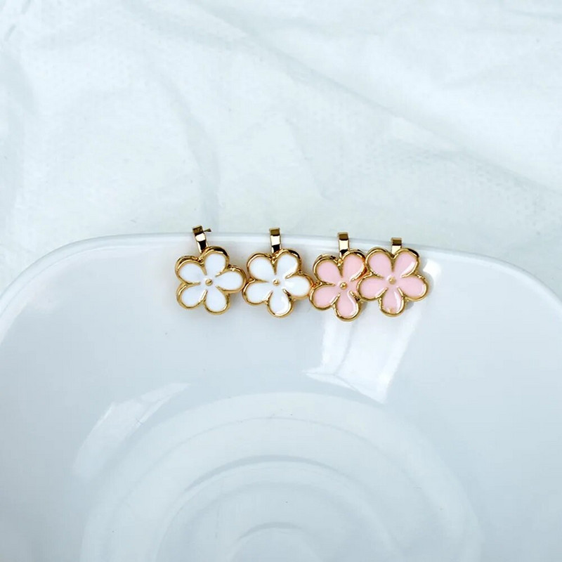 Slatke korejske emajlirane naušnice s klipsom i cvjetićima bez piercinga, ženske naušnice bez rupa, mali cvjetni nakit