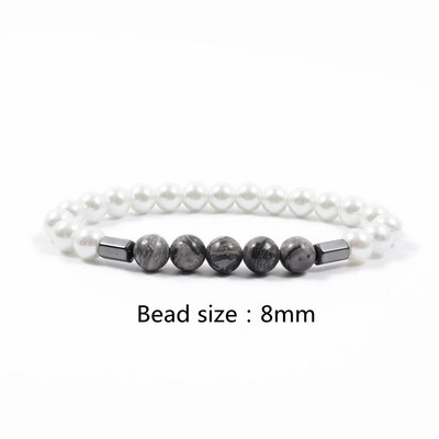 2022. gada jauna modes krusta pērlīšu rokassprādze vīriešiem, populāra 8 mm hematīta matēta rokassprādze ar pērlītēm vīriešiem, rotaslietas dāvana