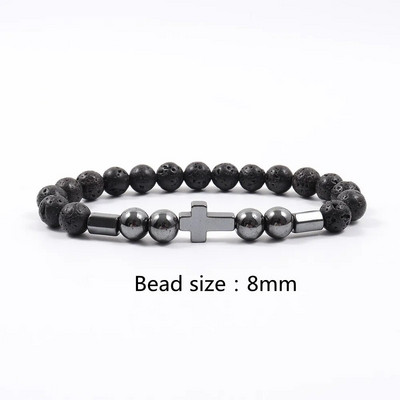 2022. gada jauna modes krusta pērlīšu rokassprādze vīriešiem, populāra 8 mm hematīta matēta rokassprādze ar pērlītēm vīriešiem, rotaslietas dāvana