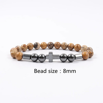 2022. gada jauna modes krusta pērlīšu rokassprādze vīriešiem, populāra 8 mm hematīta matēta rokassprādze ar pērlītēm vīriešiem, rotaslietas dāvana