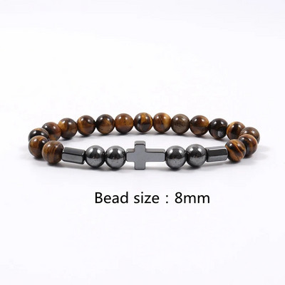 2022. gada jauna modes krusta pērlīšu rokassprādze vīriešiem, populāra 8 mm hematīta matēta rokassprādze ar pērlītēm vīriešiem, rotaslietas dāvana