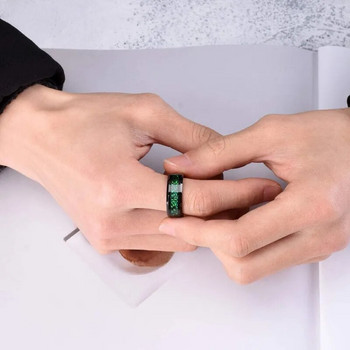 Δαχτυλίδι 10 χρωμάτων από ανοξείδωτο ατσάλι Celtic Dragon Inlay Κόκκινο πράσινο μαύρο δαχτυλίδι από ανθρακονήματα Μπάντα γάμου Μέγεθος 6-13