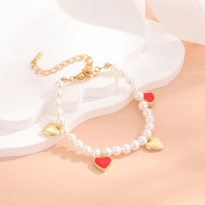 2023. Nove modne zlatno-srebrne bijele perle sa srcem Hamdmade narukvica za djecu Nakit Dodaci Blagdanski dar