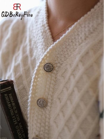 Cropped Knitted Cardigan Γυναικείο παλτό Vintage Κέντημα με γάντζο Λουλούδι Φθινοπωρινό μακρυμάνικο τοπ Κοντό casual χειμωνιάτικο πουλόβερ για γυναίκες