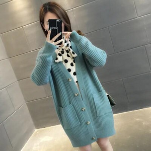 Ženska pletena odjeća, debela jakna, jesen, femme, široki korejski stil, jednoredno kopčanje, zimski kardigan džemper Ropa Mujer 2020.