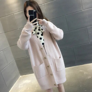 Ženska pletena odjeća, debela jakna, jesen, femme, široki korejski stil, jednoredno kopčanje, zimski kardigan džemper Ropa Mujer 2020.