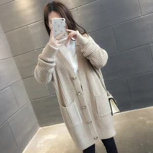 Ženska pletena odjeća, debela jakna, jesen, femme, široki korejski stil, jednoredno kopčanje, zimski kardigan džemper Ropa Mujer 2020.