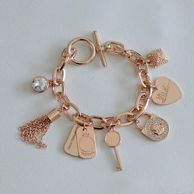 rese Heart Beetle Charm Narukvice Narukvice za žene Narukvica zlatne boje Lanac od austrijskog kristala Pulseras