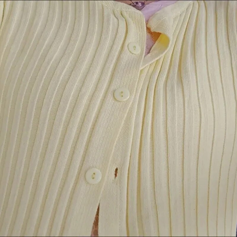 Pleteni kardigan za žene, jednobojan, jednostavan s V-izrezom, novi ljetni uski jednoredno kopčanje, jednobojno, elegantno pletenje, otporno na sunce, standardni ženski