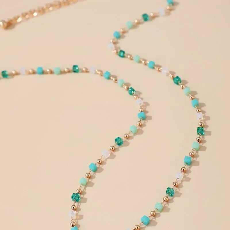 Boemska ogrlica s ogrlicom s lančićem od šarenih perli za žene šarm ručno rađeni nakit za zabave s isporukom lančića s kubanskim karikama