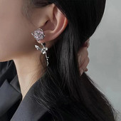 1 pāris forši, saldie ametista rožu ziedu auskari sievietēm, panku zari, lapas, gari auskari, meiteņu rotaslietas, dāvanas pendientes