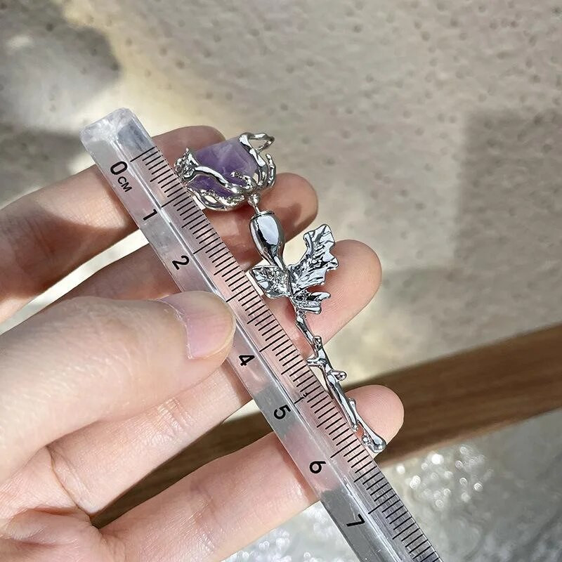 1 pāris forši, saldie ametista rožu ziedu auskari sievietēm, panku zari, lapas, gari auskari, meiteņu rotaslietas, dāvanas pendientes