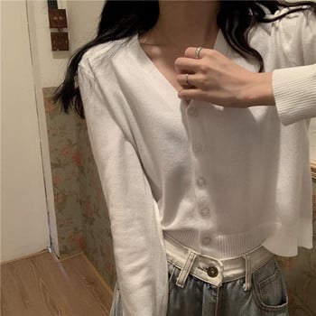 Cropped Cardigan Ανοιξιάτικο φθινόπωρο πλεκτό γυναικείο παλτό 2021 Νέα Κορεάτικη casual γυναικεία κουκούλα Μπουφάν πουλόβερ Τζέρσεϊ Mujer