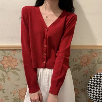 Cropped Cardigan Ανοιξιάτικο φθινόπωρο πλεκτό γυναικείο παλτό 2021 Νέα Κορεάτικη casual γυναικεία κουκούλα Μπουφάν πουλόβερ Τζέρσεϊ Mujer