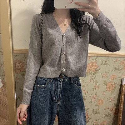 Cropped Cardigan Ανοιξιάτικο φθινόπωρο πλεκτό γυναικείο παλτό 2021 Νέα Κορεάτικη casual γυναικεία κουκούλα Μπουφάν πουλόβερ Τζέρσεϊ Mujer