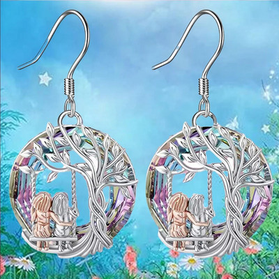 Korejska moda Drvo života Viseće naušnice za žene Kristalne naušnice Poklon sestri partneru Ženske naušnice Šarm Nakit Poklon za zabavu