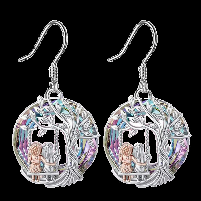 Korejska moda Drvo života Viseće naušnice za žene Kristalne naušnice Poklon sestri partneru Ženske naušnice Šarm Nakit Poklon za zabavu