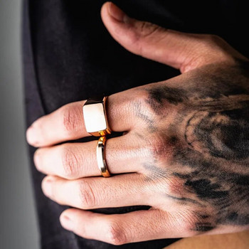 2022 Нов класически лъскав пръстен мъжки темперамент моден кръгъл пръстен от неръждаема стомана за мъжки бижута подарък