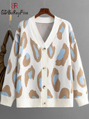 Ženski pulover s leopard uzorkom Zima Jesen Uredske ženske majice dugih rukava Korejski ležerni pleteni preveliki kardigan za žene