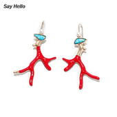 ÖELGE TERE Boheemlaste originaalsed käsitööna valmistatud metallist kõrvarõngad korallikivist roheline looduskivist pärliripats naistele kõrvarõngad kingitused brinco