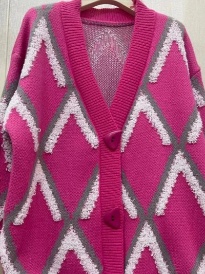 Jesen Zima Ženski preveliki kardigani Debeli topli gornji dio dugih rukava U korejskom stilu s gumbima Dijamantni ležerni pleteni pulover za žene