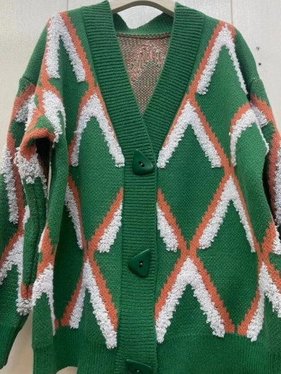 Jesen Zima Ženski preveliki kardigani Debeli topli gornji dio dugih rukava U korejskom stilu s gumbima Dijamantni ležerni pleteni pulover za žene