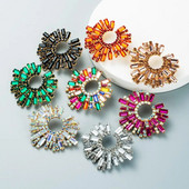 1 pora susegtų auskarų Saulėgrąžos formos įvairiaspalviai krištoliniai papuošalai Vintažiniai bohemiški auskarai paplūdimiui