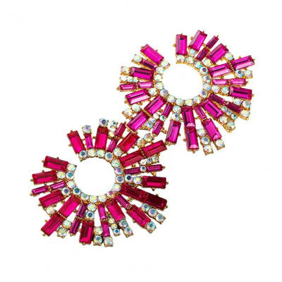 1 pora susegtų auskarų Saulėgrąžos formos įvairiaspalviai krištoliniai papuošalai Vintažiniai bohemiški auskarai paplūdimiui