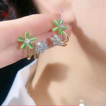 Корейски нови обеци със сини цветя за жени Кристални циркони с пиърсинг Изявление Stud Girl BirthdayParty Валентин Подарък Бижута