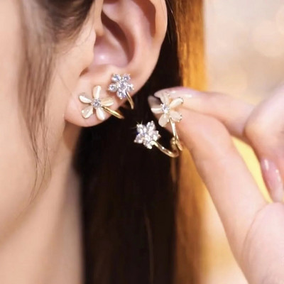 Nove korejske naušnice s plavim cvjetovima za žene s probušenim kristalnim cirkonom, upečatljivi klin za djevojku, rođendanska zabava, poklon za Valentinovo, nakit