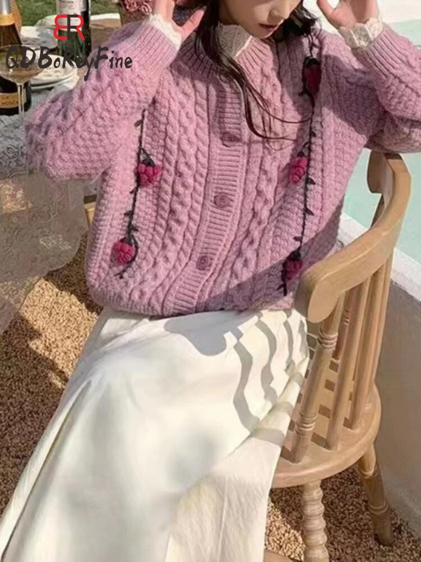 Ženski preveliki kardigan jesen zima korejski modni slatki džemper kaputi slatki ležerni topli pleteni kardigan s O-izrezom za žene