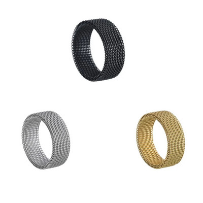 8 мм мъжки пръстени Мрежесто тъкане Деформируеми титаниеви стоманени пръстени за жени Бижута Годежни сватбени аксесоари