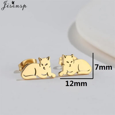 Minimalističke naušnice sa životinjama, crni nehrđajući čelik, dinosaurus, zec, lavlji uši, za žene, djecu, puževe naušnice, piercing, punk darovi