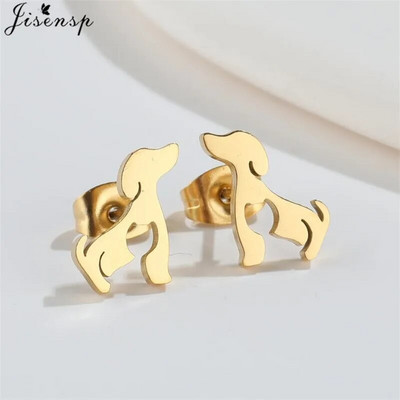 Minimalističke naušnice sa životinjama, crni nehrđajući čelik, dinosaurus, zec, lavlji uši, za žene, djecu, puževe naušnice, piercing, punk darovi