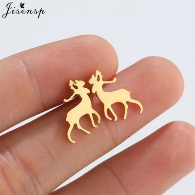 Minimalističke naušnice sa životinjama, crni nehrđajući čelik, dinosaurus, zec, lavlji uši, za žene, djecu, puževe naušnice, piercing, punk darovi