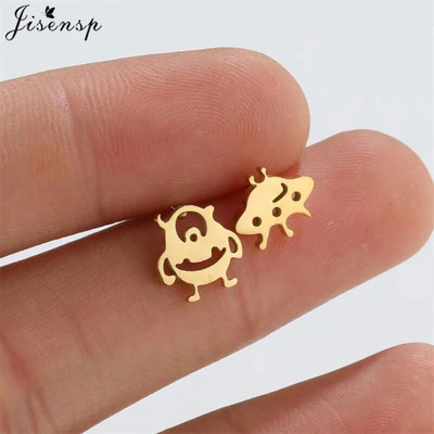 Minimalističke naušnice sa životinjama, crni nehrđajući čelik, dinosaurus, zec, lavlji uši, za žene, djecu, puževe naušnice, piercing, punk darovi