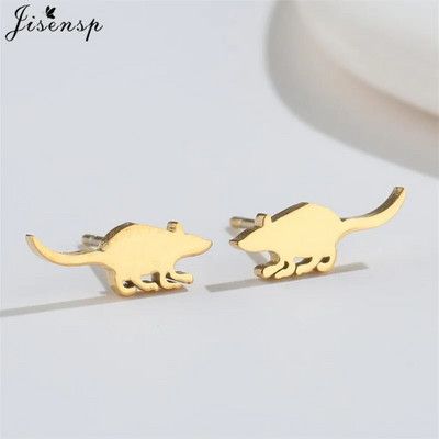 Minimalističke naušnice sa životinjama, crni nehrđajući čelik, dinosaurus, zec, lavlji uši, za žene, djecu, puževe naušnice, piercing, punk darovi