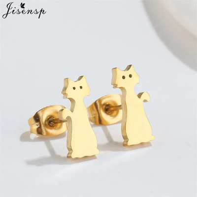 Minimalističke naušnice sa životinjama, crni nehrđajući čelik, dinosaurus, zec, lavlji uši, za žene, djecu, puževe naušnice, piercing, punk darovi