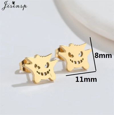 Minimalističke naušnice sa životinjama, crni nehrđajući čelik, dinosaurus, zec, lavlji uši, za žene, djecu, puževe naušnice, piercing, punk darovi