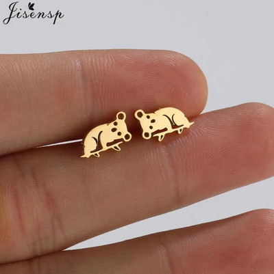 Minimalističke naušnice sa životinjama, crni nehrđajući čelik, dinosaurus, zec, lavlji uši, za žene, djecu, puževe naušnice, piercing, punk darovi
