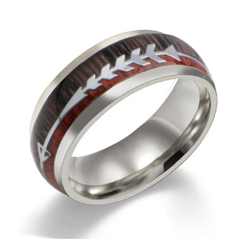 8 mm modni muški prstenovi od nehrđajućeg čelika, drvena zrna, strelica, godišnjica, zaruke, vjenčanje, klasični nakit