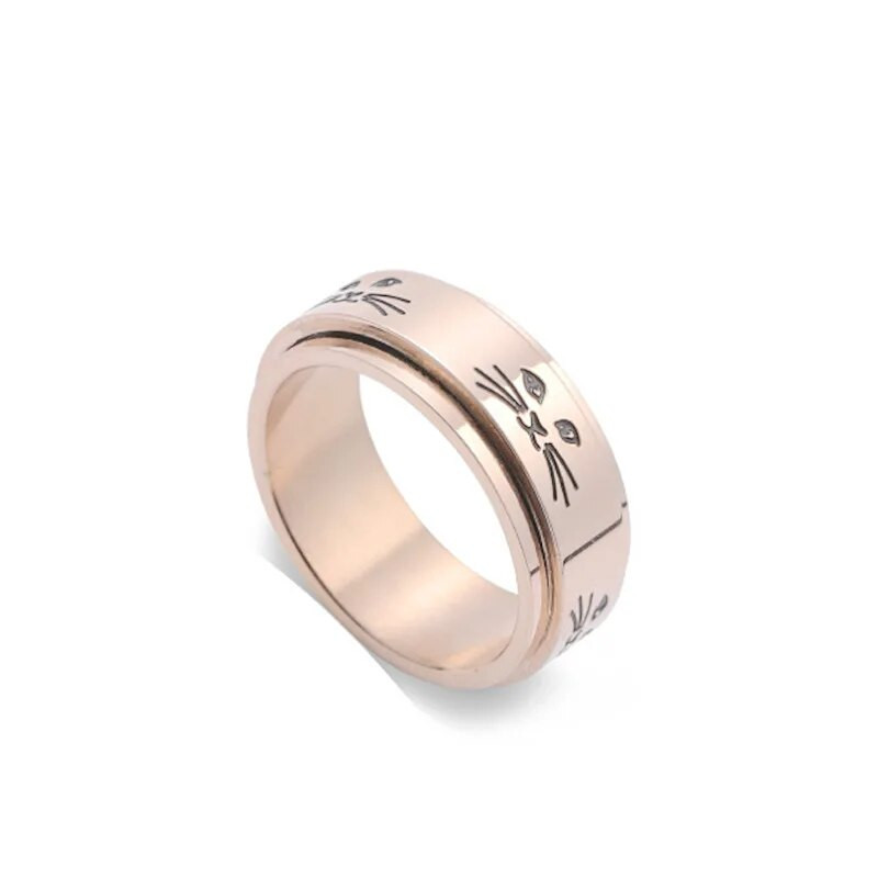 Vīriešu gredzeni Dzīvnieku kaķu raksts Rotējams radošums panks hiphops pirkstu aksesuāri pāra gredzeni rotaslietas