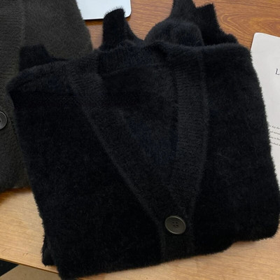 Megzti megztiniai moteriški, laisvi, paprasti vintažiniai, minkšti V formos iškirptė, viena krūtinė gatvės apranga studentams Švelnus Harajuku rudens nauja mada