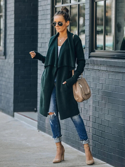 Fitshinling Bohemian dugi džemper kardigan ženska pletenina s otvorenim ovratnikom zimski kaput ženski praznični preveliki kardigani rasprodaja