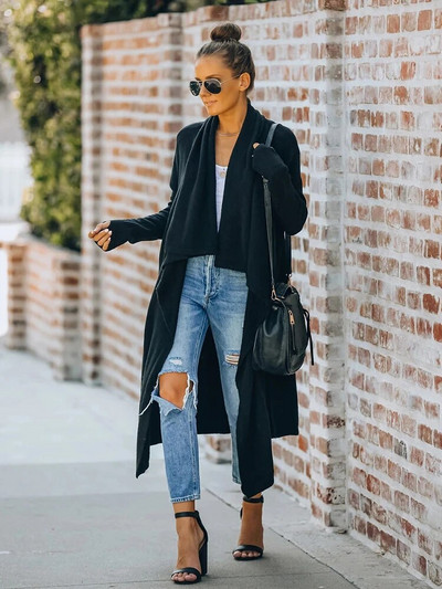 Fitshinling Bohemian dugi džemper kardigan ženska pletenina s otvorenim ovratnikom zimski kaput ženski praznični preveliki kardigani rasprodaja