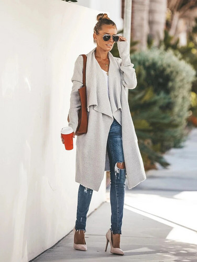 Fitshinling Bohemian dugi džemper kardigan ženska pletenina s otvorenim ovratnikom zimski kaput ženski praznični preveliki kardigani rasprodaja