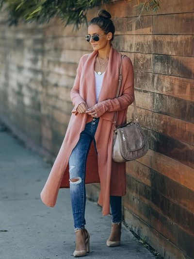 Fitshinling Bohemian dugi džemper kardigan ženska pletenina s otvorenim ovratnikom zimski kaput ženski praznični preveliki kardigani rasprodaja