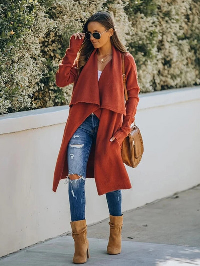 Fitshinling Bohemian dugi džemper kardigan ženska pletenina s otvorenim ovratnikom zimski kaput ženski praznični preveliki kardigani rasprodaja