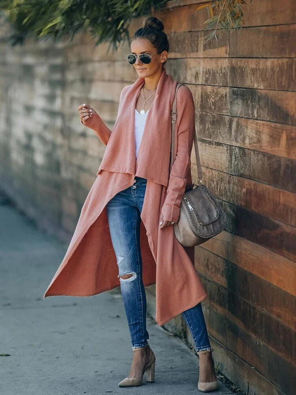 Fitshinling Bohemian dugi džemper kardigan ženska pletenina s otvorenim ovratnikom zimski kaput ženski praznični preveliki kardigani rasprodaja